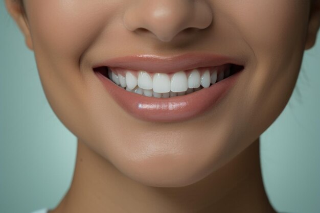 건강한 치아를 가진 아름다운 웃는 여성 치아 백화 개념 생성 인공지능
