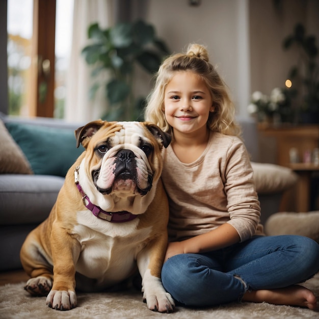 Photo beautiful smiling woman with his pets