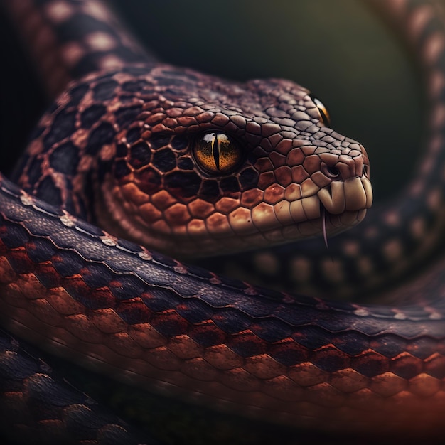 beautiful snake closeup face Generative AI