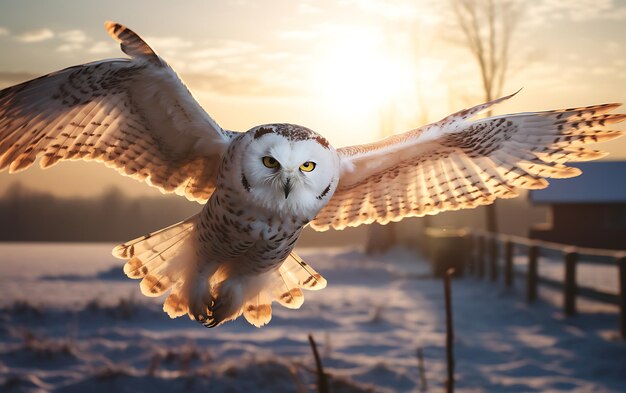 Photo beautiful snow owl