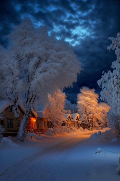 Красивая снежная сцена, красивый Генеративный Ай