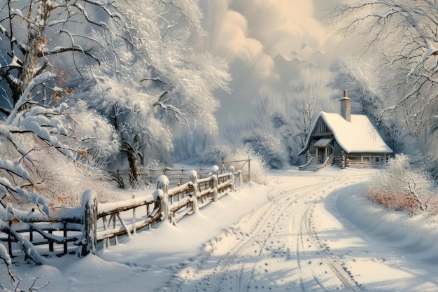Фото Прекрасная снежная сцена.