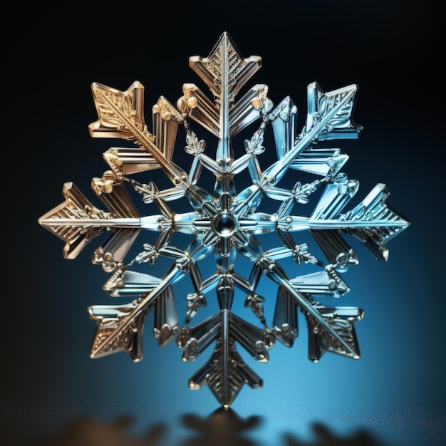 Beautiful snowflake on a dark blue background