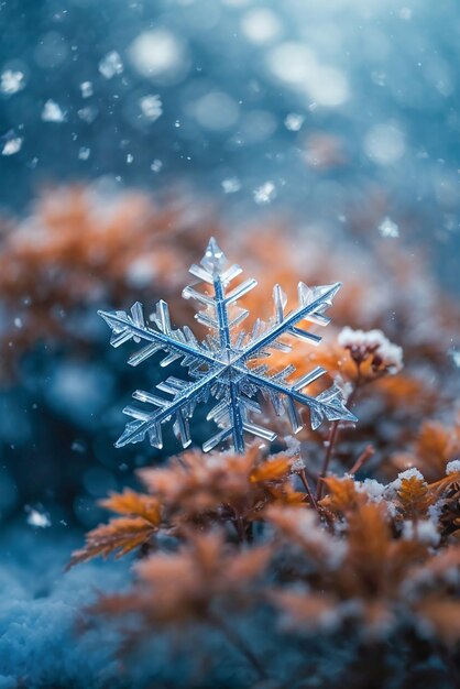 Beautiful snowflake macro background