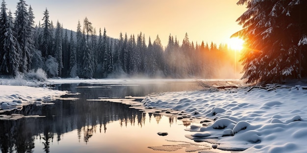 Foto bellissimo paesaggio innevato