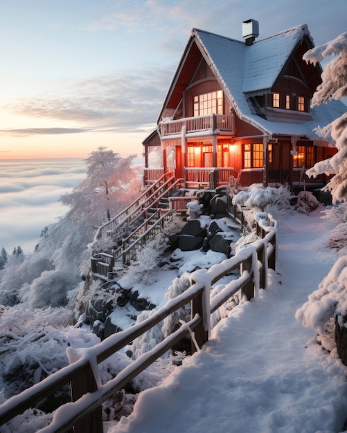 Photo beautiful snowy morning