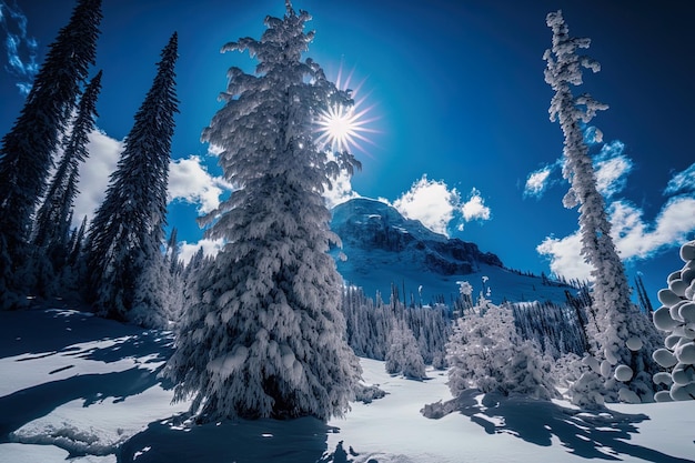 Beautiful snowy winter beauty from Washington States Mount Rainier National Park