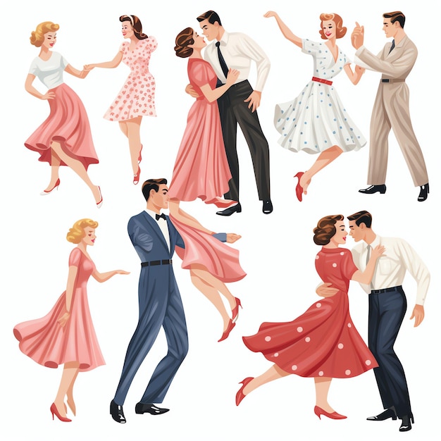 Photo beautiful sock hop dance clipart illustration