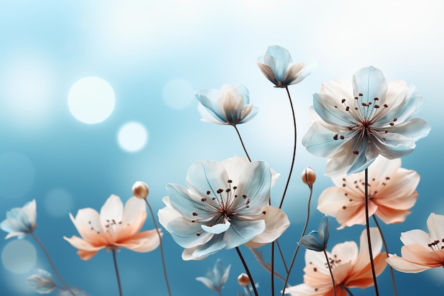 Beautiful soft blue floral pastel background HD no text no writing no lines no watermark AI ge