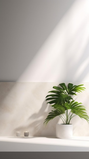 beautiful soft sunlight tropical palm foliage leaf shadow on the wall