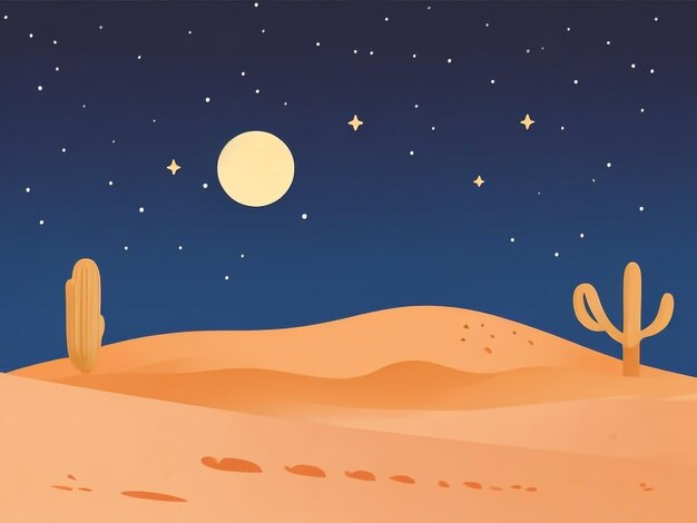 写真 美しい夜 砂漠の上で 月の砂漠の静けさ