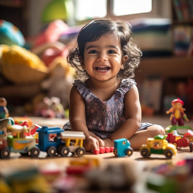 beautiful south asian toddler playing