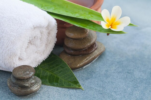 Beautiful spa composition on blue table background