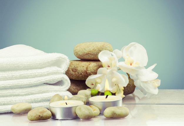 Beautiful spa composition on light background