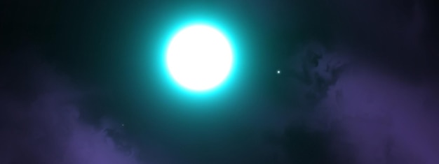 Beautiful space background with a very big and bright sun Illustration