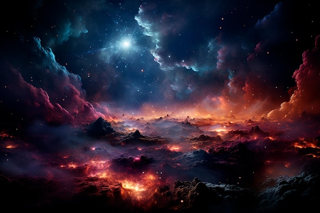 beautiful space landscape with stars planets stars and clouds