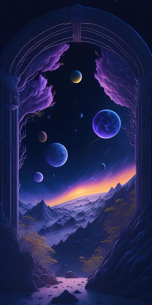 beautiful space with mystical planets