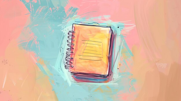 Foto un bellissimo quaderno a spirale con una pagina vuota il quaderno è seduto su uno sfondo blu e rosa