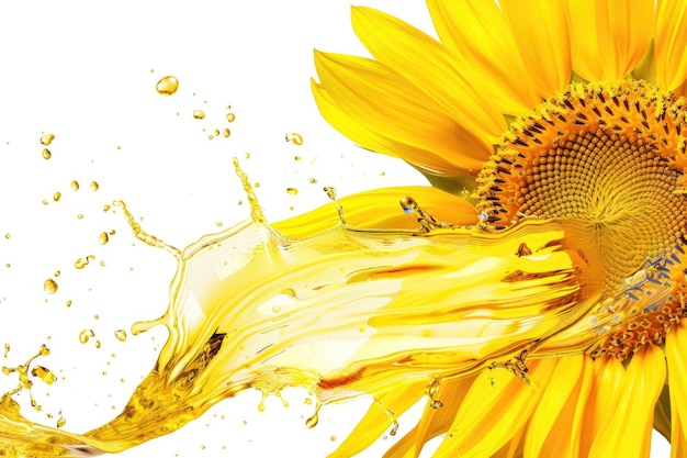 Beautiful splash of sunflower or motor oil closeup isolated on white background