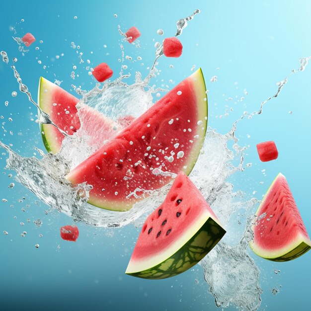Beautiful splash water with watermelon