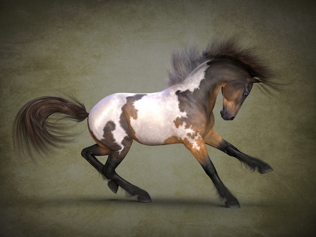 Beautiful spotted horse 3Dvisualization