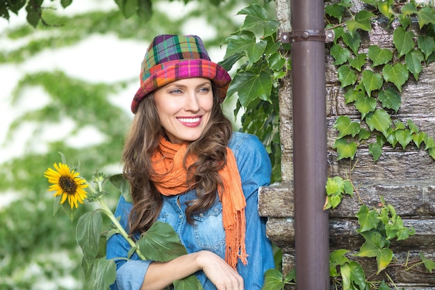 Beautiful spring or autumn woman outdoors portrait