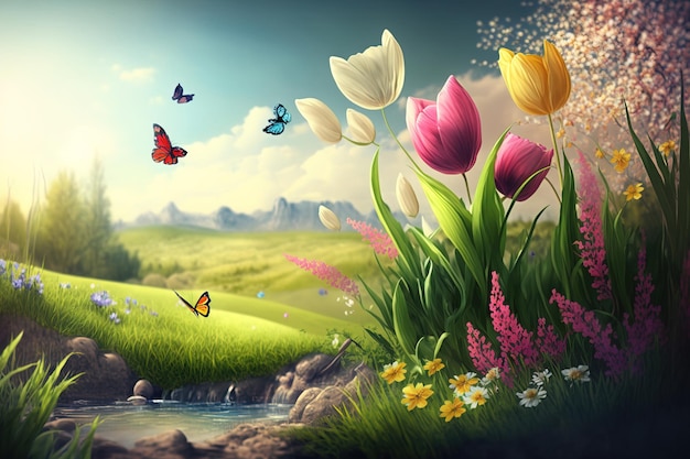 Beautiful spring background scenery