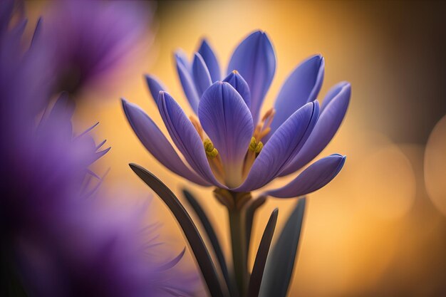 庭の美しい春のクロカスの花 花の背景は生成的です