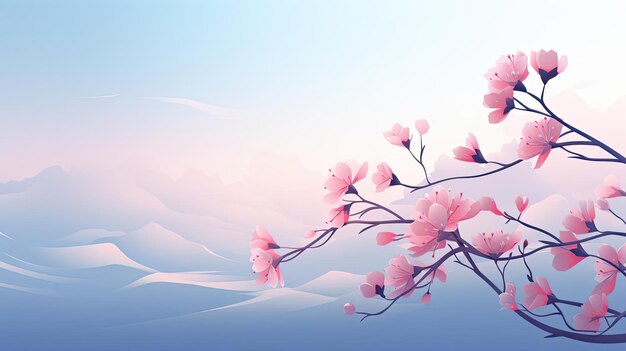 beautiful spring design with flowers and gradient minimalist color for background