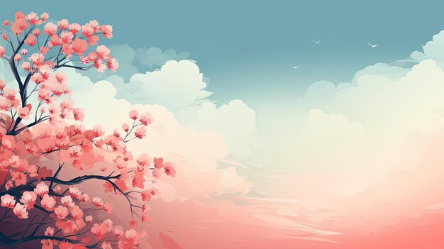 beautiful spring design with flowers and gradient minimalist color for background