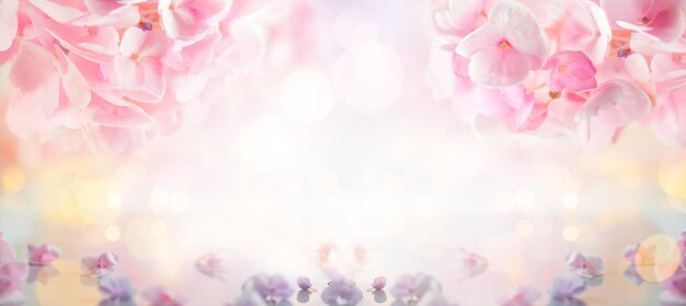 Photo beautiful spring flowers blurred background with bokeh effect