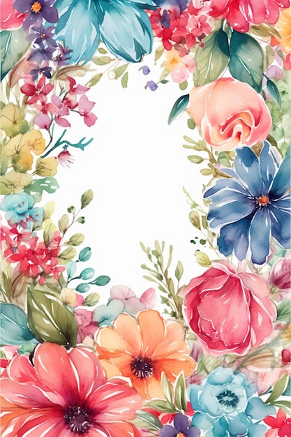 Beautiful spring flowers floral border