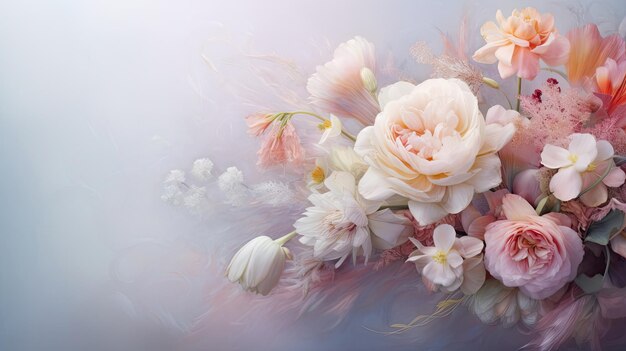 Фото Красивые весенние цветы на бумажном фоне