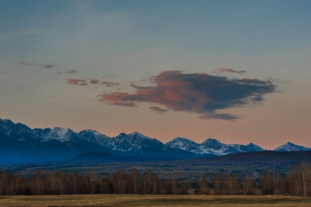 Beautiful spring landscape of the Western Sayan mountains.