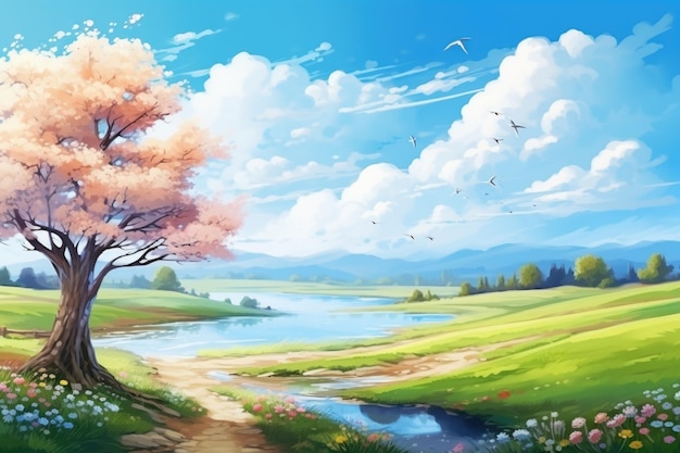 Photo beautiful spring landscape