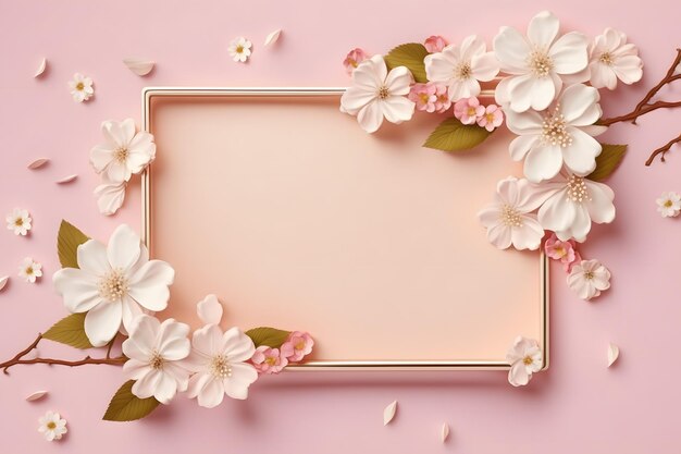 Photo beautiful spring nature background with lovely blossom, petal a on soft pink background