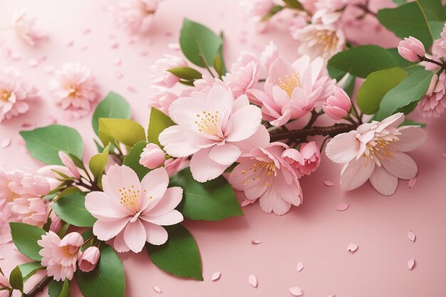 Beautiful spring nature background with lovely blossom petal a on soft pink background