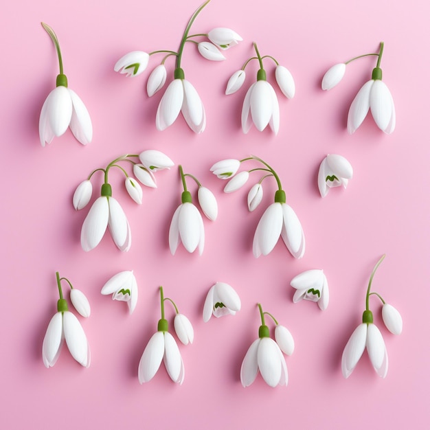 Beautiful spring snowdrop flowers on color background