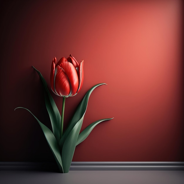 Photo beautiful spring tulip flowers background top view in flat lay style greeting for womens or mothers