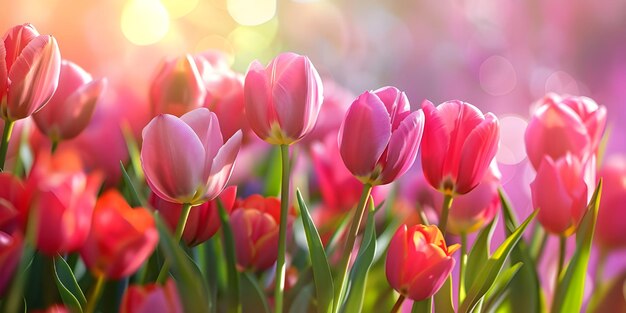 Beautiful spring tulips with space for text background Ai Generated