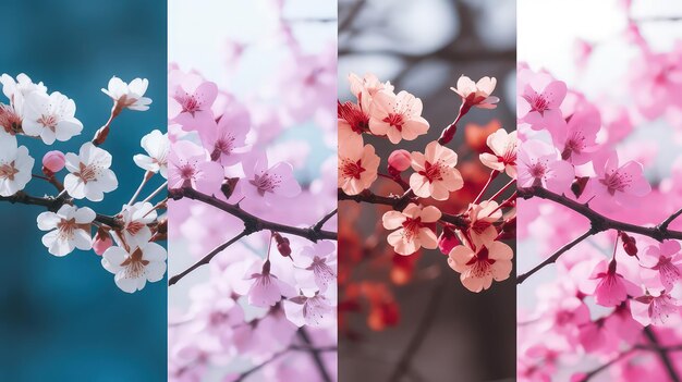 Foto bellissimo design di carta da parati di fiori di ciliegio in primavera