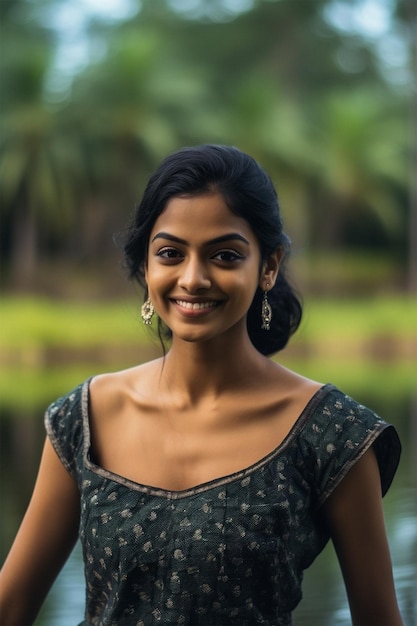 Photo beautiful sri lankan woman in water