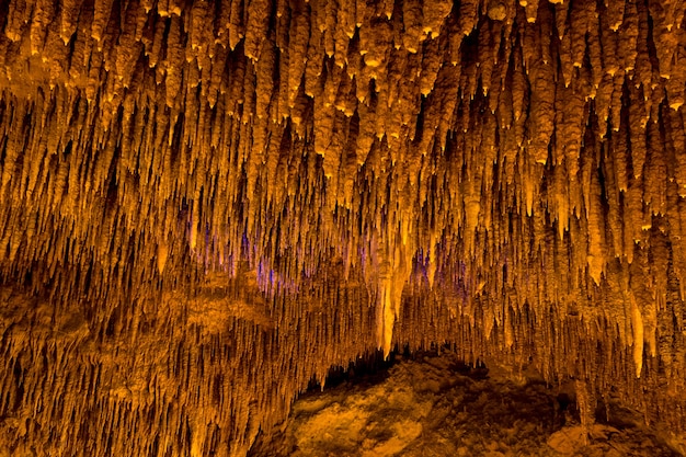 Beautiful stalactites and stalagmites in Gyokusendo Cave, Okinawa, Japan