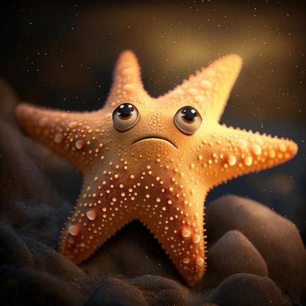 A beautiful starfish light orange color dreamy eye image generative AI