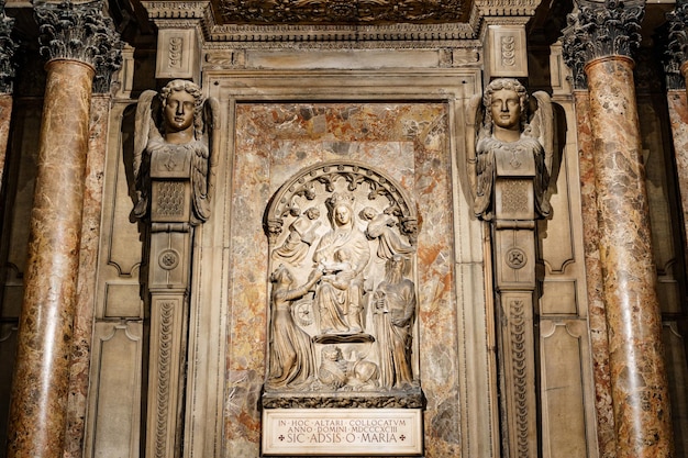 Beautiful statue of the virgin mary in the duomo cathedral italy milan