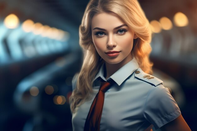 beautiful stewardess portrait photo in the world