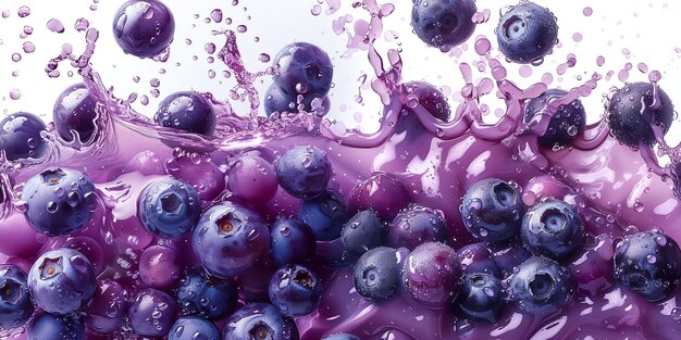 Photo beautiful still life fruit composition with blueberries and juice