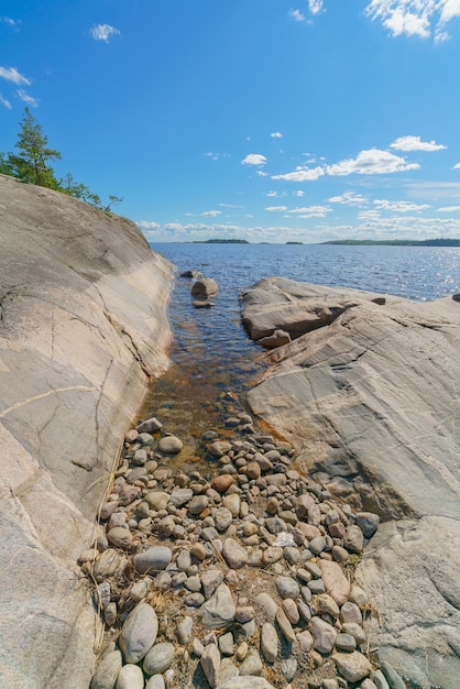 Beautiful stones on the lake Landscape of wild nature