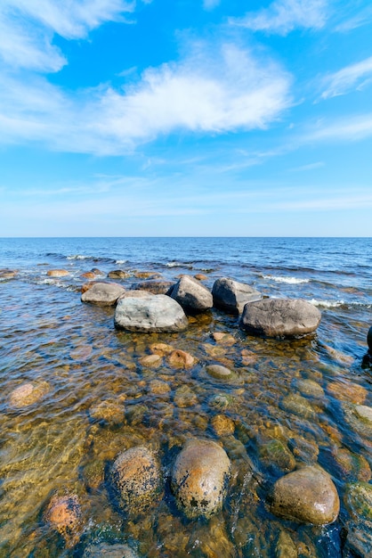 Beautiful stones on the lake Landscape of wild nature