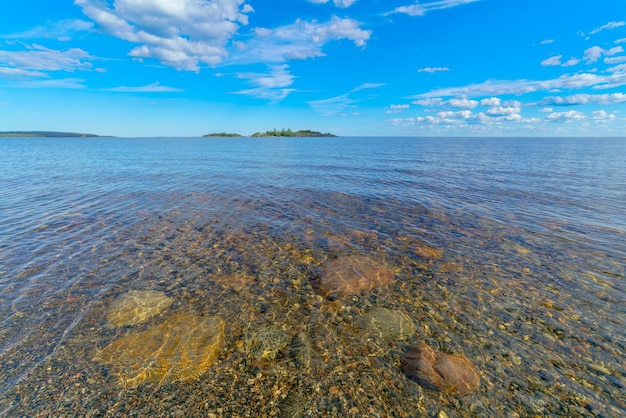 Beautiful stones on the lake Landscape of wild nature